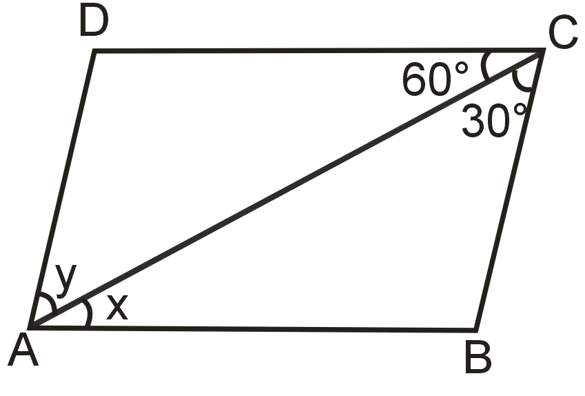 In the given figure ABCD, AB||DC and AB = DC, then angles x and y are